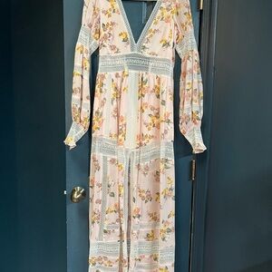 For Love & Lemons Pink Floral Maxi Dress